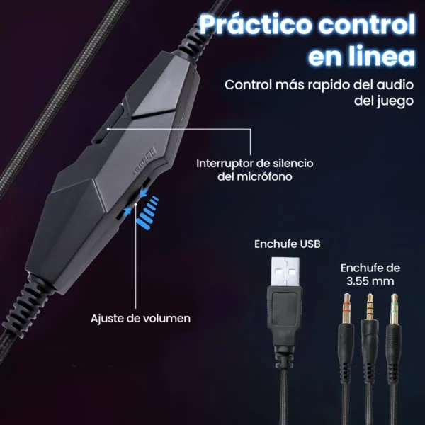 Audífonos Gamer Diadema Onikuma K19 negro Gaming headset con microfono con luz rgb LED para Xbox Ps4 Pc - Image 3