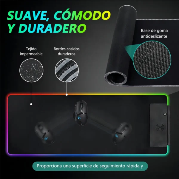 Alfombrilla De Ratón Gamer Rgb Luz Led Con Carga Inalámbrico Color Negro Diseño Impreso Fnatic - Image 7
