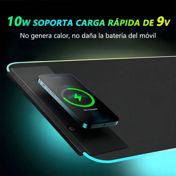 Alfombrilla De Ratón Gamer Rgb Luz Led Con Carga Inalámbrico Color Negro Diseño Impreso Fnatic - Image 4