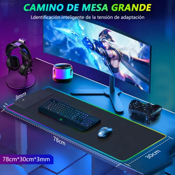 Alfombrilla De Ratón Gamer Rgb Luz Led Con Carga Inalámbrico Color Negro Diseño Impreso Fnatic - Image 6